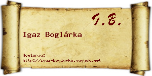 Igaz Boglárka névjegykártya